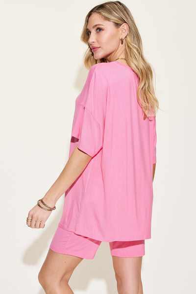 Basic Bae Full Size V-Neck Drop Shoulder Short Sleeve T-Shirt and Shorts Set  Shop One Place