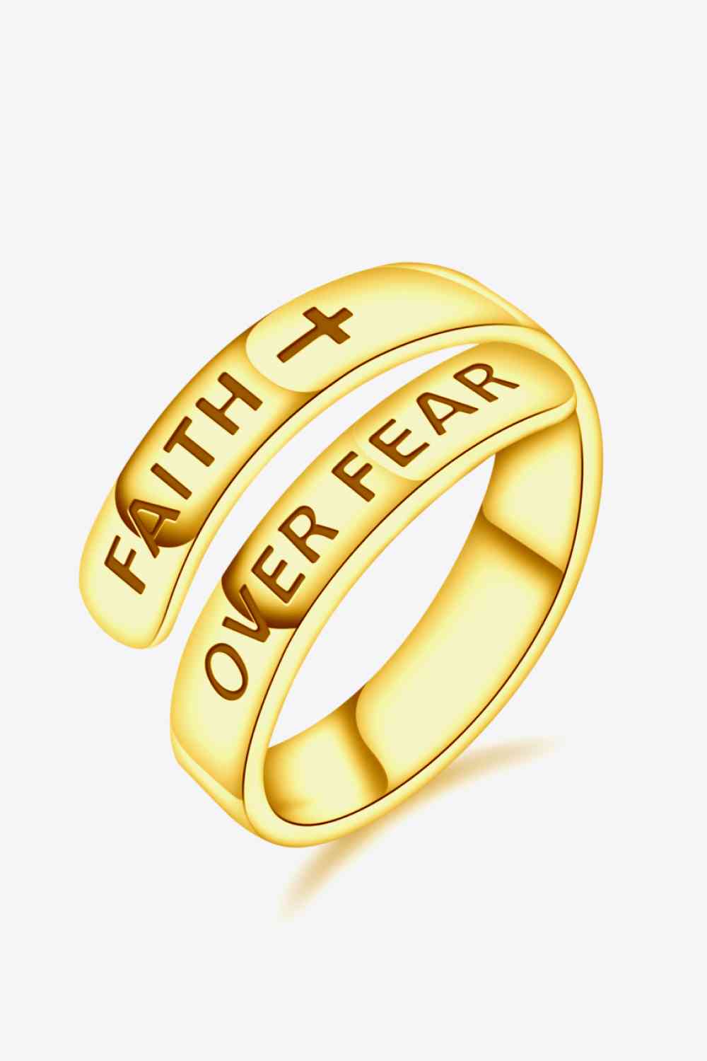 925 Sterling Silver FAITH OVER FEAR Bypass Ring