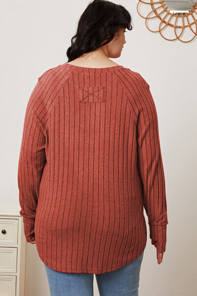 Ribbed Thumbhole Sleeve T-Shirt - Inclusive Sizes