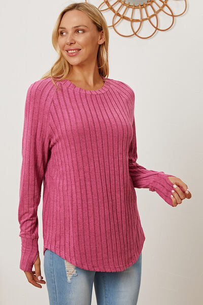 Ribbed Thumbhole Sleeve T-Shirt - Inclusive Sizes