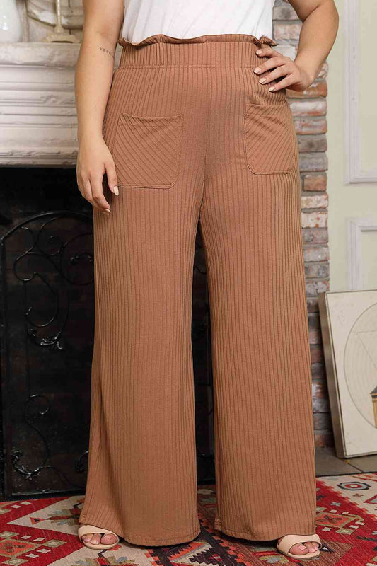 Plus Size Wide Leg Pants with Pockets  Shop One Place