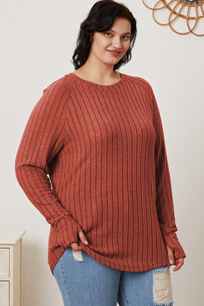 Ribbed Thumbhole Sleeve T-Shirt - Inclusive Sizes