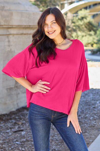 Basic Bae Full Size Round Neck Drop Shoulder T-Shirt  Shop One Place