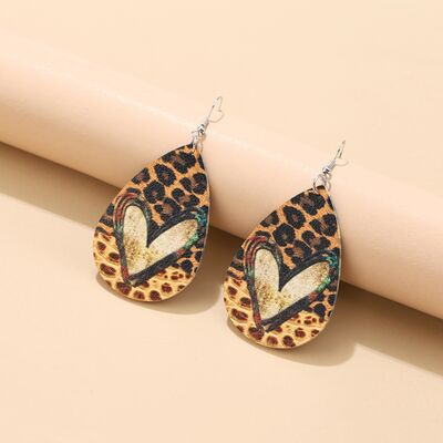 PU Leather Leopard Teardrop Earrings  Shop One Place