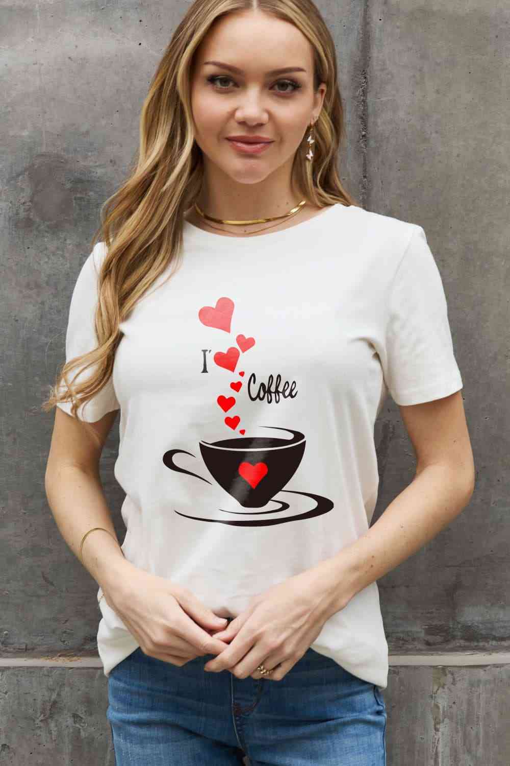 Simply Love Full Size I LOVE COFFEE Graphic Cotton Tee