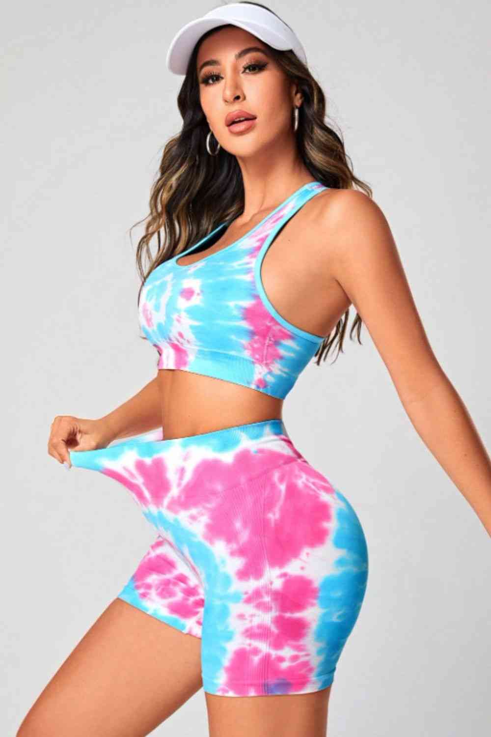 Tie-Dye Sports Bra and Shorts Set