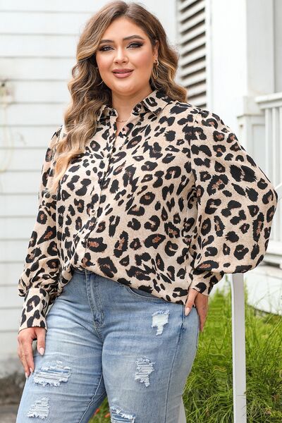 Plus Size Printed Long Sleeve Shirt  Shop One Place