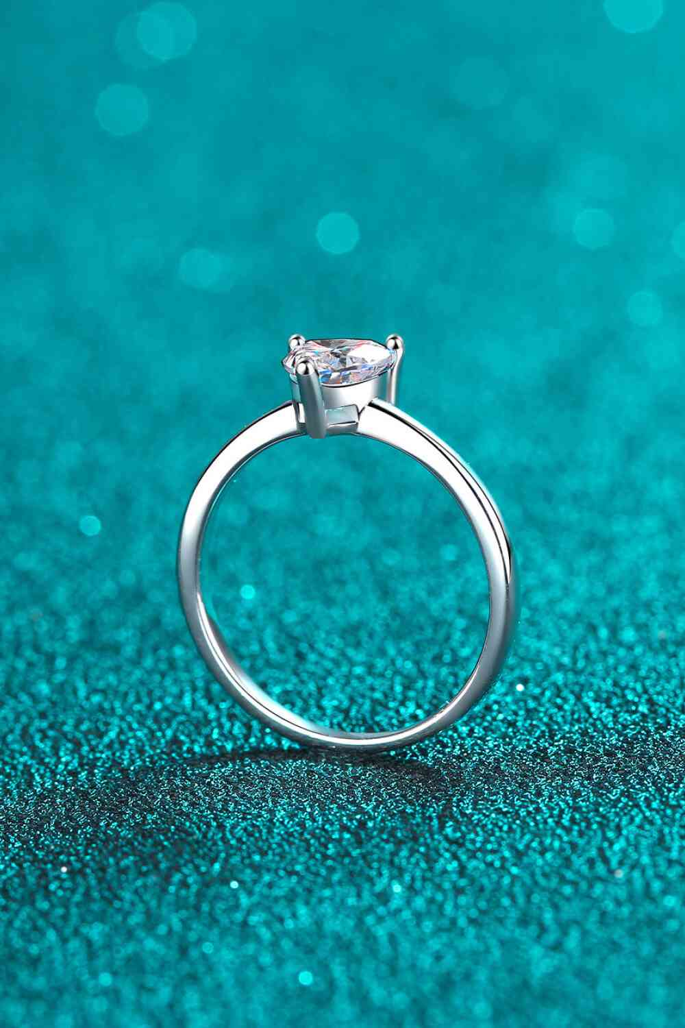 925 Sterling Silver Heart-Shaped Moissanite Solitaire Ring