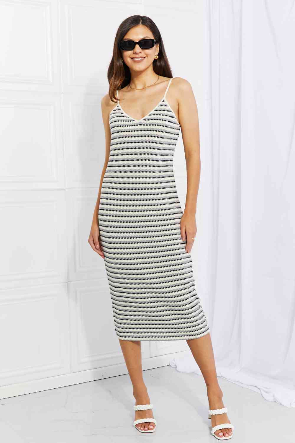 HYFVE One to Remember Striped Sleeveless Midi Dress