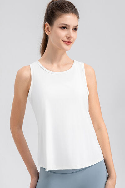 Wide Strap Round Neck Active Tank  Shop One Place