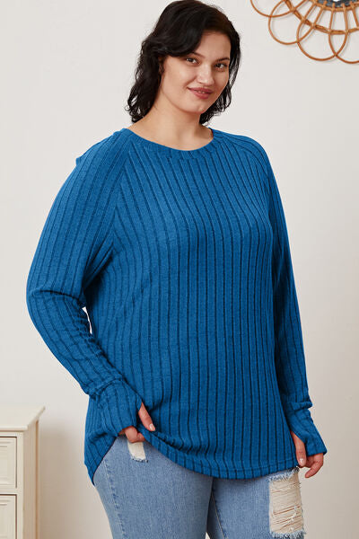 Ribbed Thumbhole Sleeve T-Shirt - Inclusive Sizes