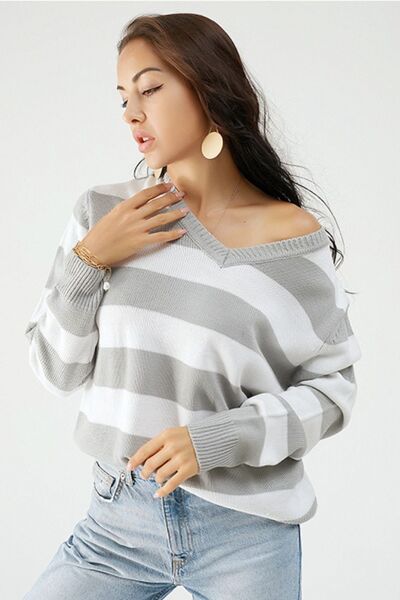Leopard V-Neck Long Sleeve Sweater  Shop One Place