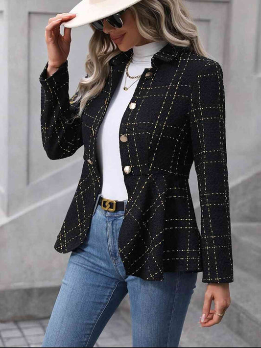 Ruffle Hem Collared Blazer  Shop One Place