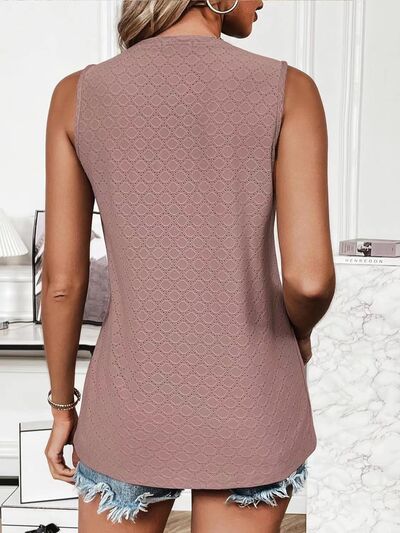 Eyelet Round Neck Tank