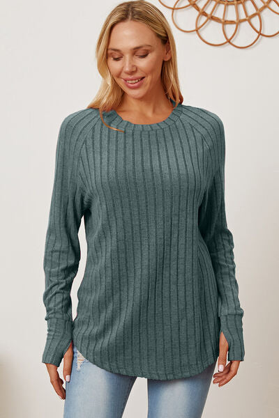 Ribbed Thumbhole Sleeve T-Shirt - Inclusive Sizes