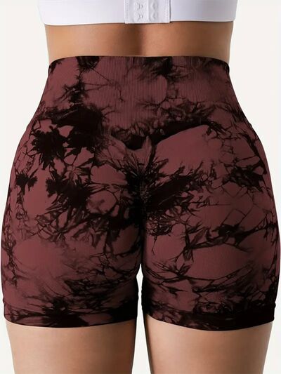 Tie-Dye High Waist Active Shorts