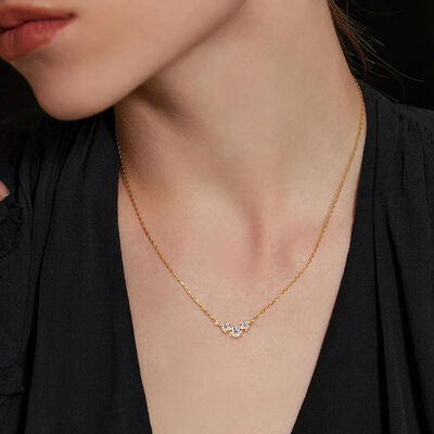 925 Sterling Silver Inlaid Moissanite Necklace  Shop One Place