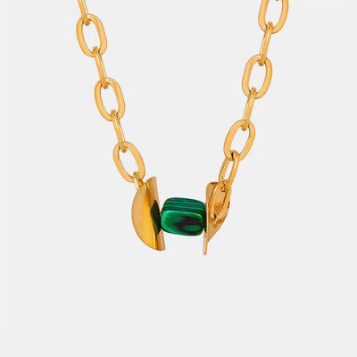 Natural Stone Pendant Titanium Steel Necklace  Shop One Place