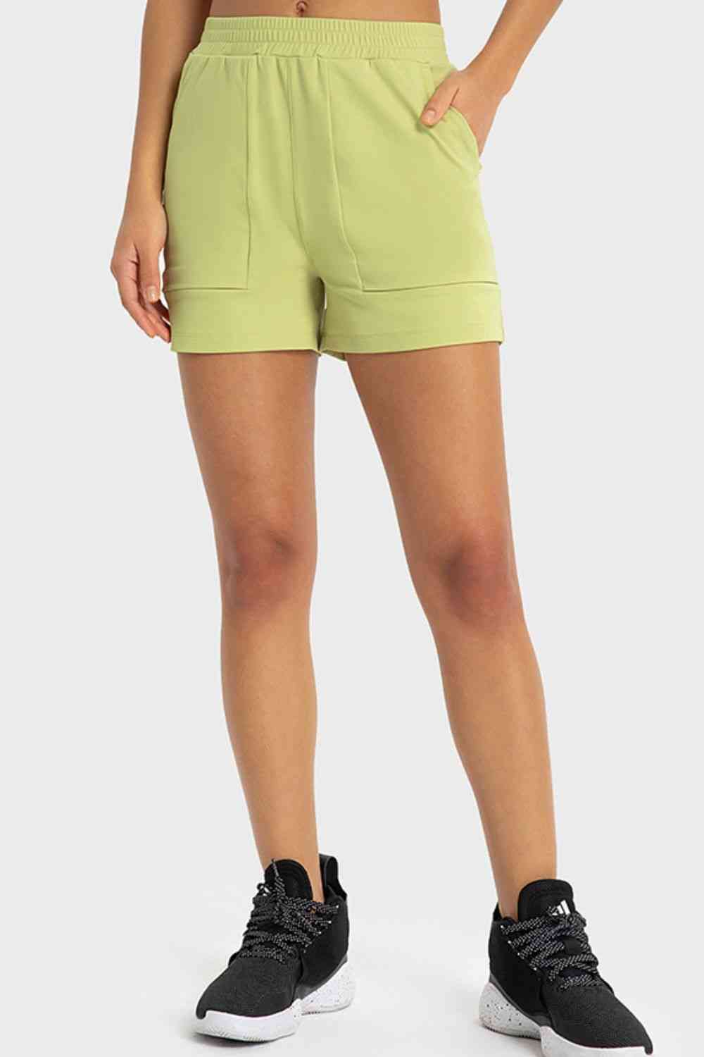 Elastic Waist Sports Shorts with Pockets