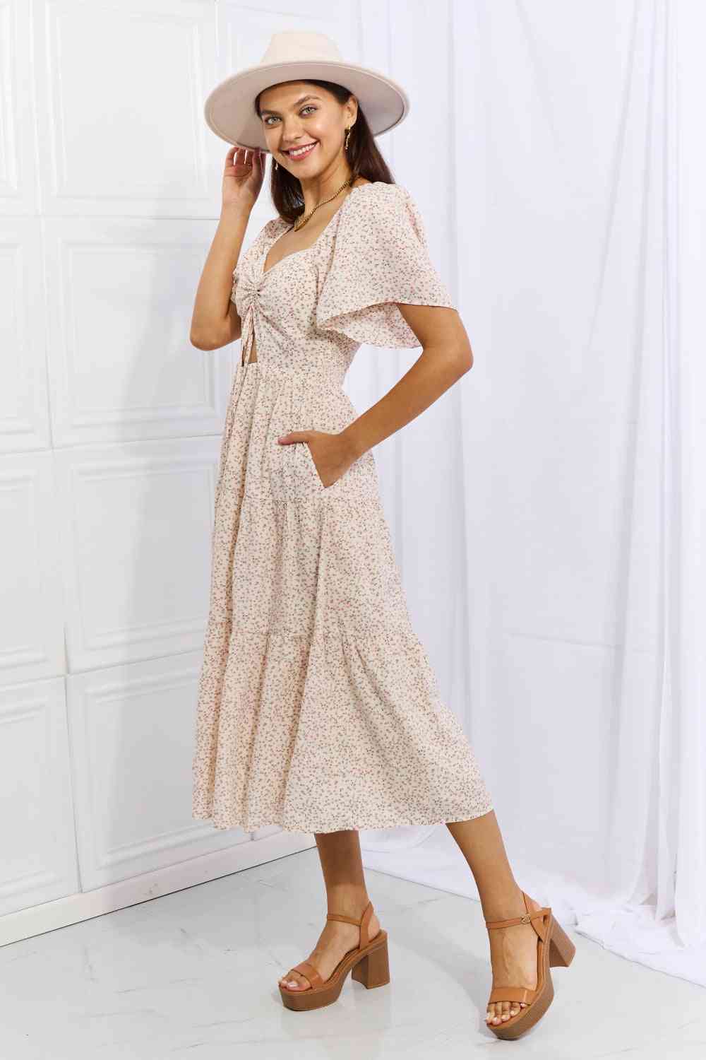 HEYSON Let It Grow Full Size Floral Tiered Ruffle Midi Dress