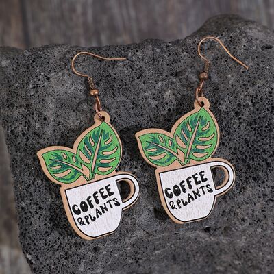 Wooden Alloy Dangle Earrings  Shop One Place