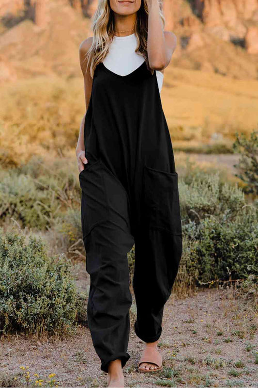 Double Take Full Size V-Neck Sleeveless Jumpsuit with Pockets  Shop One Place