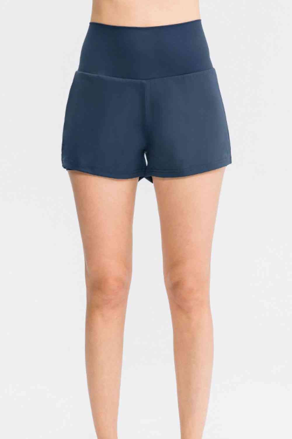 Wide Waistband Sports Shorts with Pockets