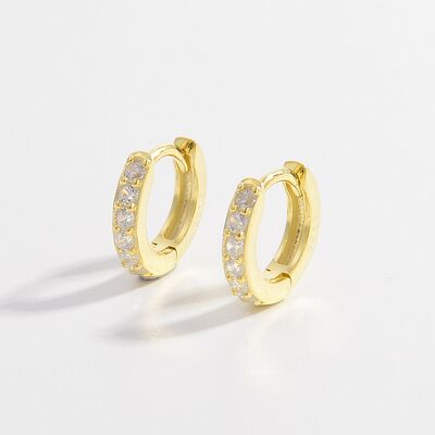 925 Sterling Silver Inlaid Zircon Huggie Earrings  Shop One Place