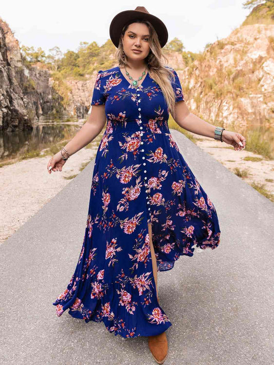 Plus Size V-Neck Maxi Dress  Shop One Place