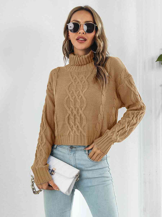 Turtleneck Dropped Shoulder Sweater  Shop One Place