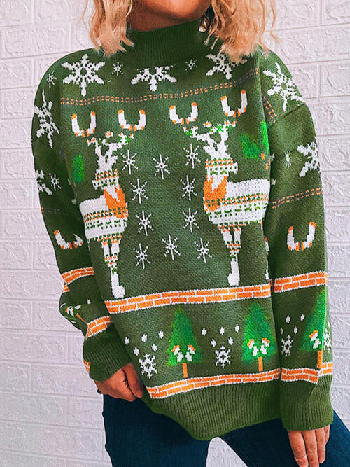 Turtleneck Drop Shoulder Long Sleeve Sweater  Shop One Place