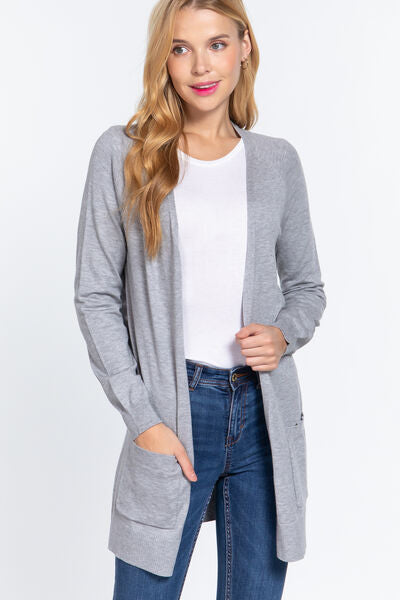 ACTIVE BASIC Open Front Long Sleeve Cardigan  Shop One Place
