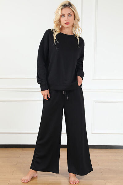 Double Take Full Size Textured Long Sleeve Top and Drawstring Pants Set  Shop One Place