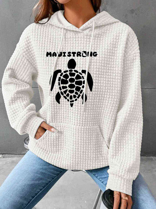 Full Size Turtle Graphic Drawstring Hoodie  Shop One Place