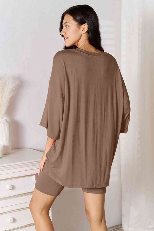 Basic Bae Full Size Soft Rayon Three-Quarter Sleeve Top and Shorts Set  Shop One Place