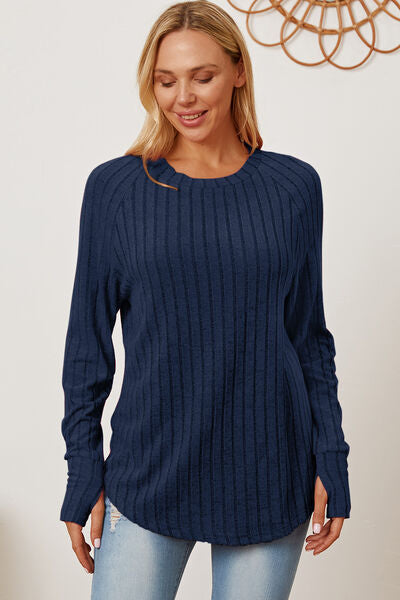 Ribbed Thumbhole Sleeve T-Shirt - Inclusive Sizes