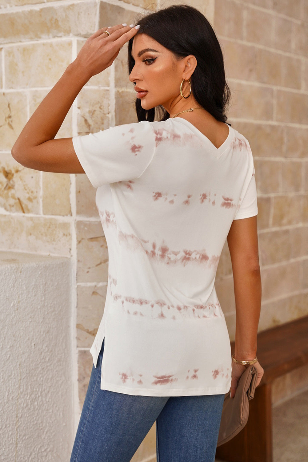 Tie-Dye V-Neck Short Sleeve T-Shirt