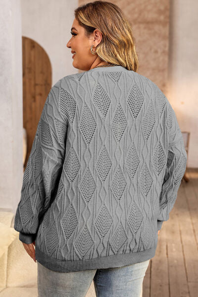 Plus Size Cable-Knit Button Up Sweater  Shop One Place