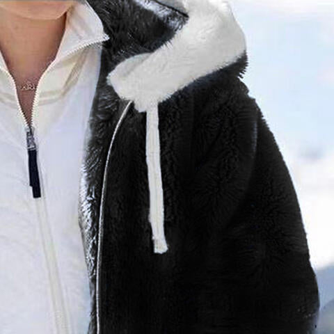 Zip-Up Hooded Teddy Coat