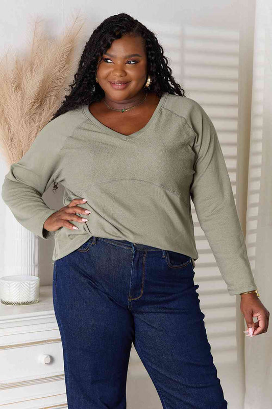 Culture Code  Full Size V-Neck Long Sleeve T-Shirt  Shop One Place