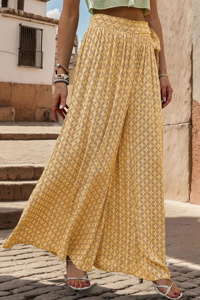 Printed Tied Wide Leg Pants  Shop One Place