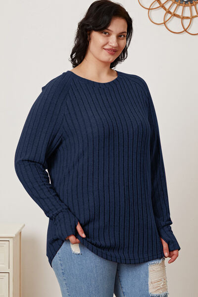 Ribbed Thumbhole Sleeve T-Shirt - Inclusive Sizes