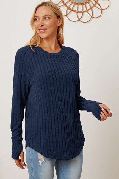 Ribbed Thumbhole Sleeve T-Shirt - Inclusive Sizes