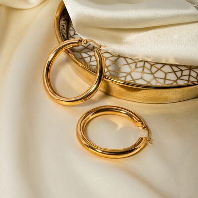 18K Gold-Plated Stainless Steel Huggie Earrings