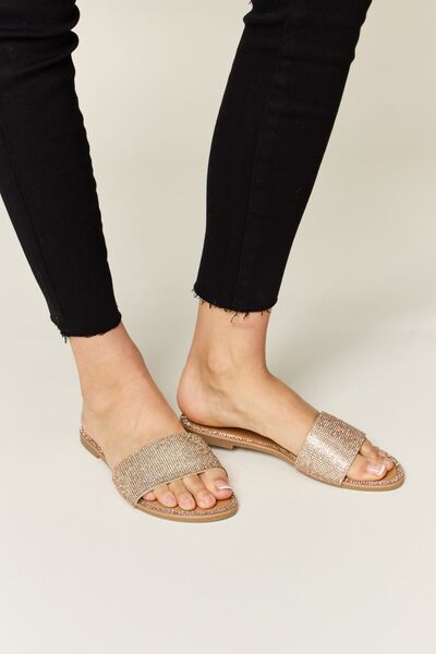 WILD DIVA Rhinestone Open Toe Flat Sandals  Shop One Place