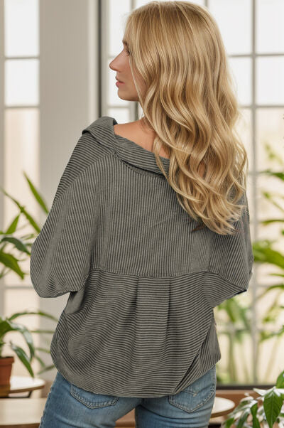 Striped Batwing Sleeve Dropped Shoulder Jacket  Shop One Place