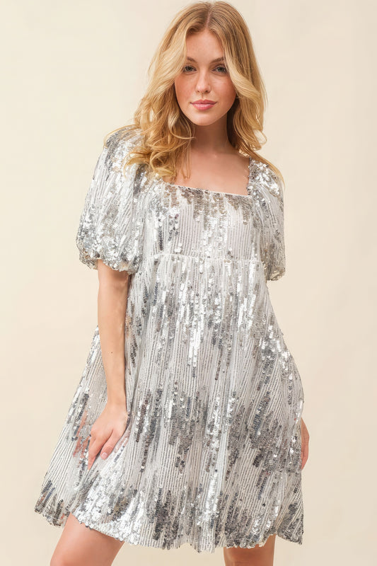 Sequin Babydoll Mini Dress