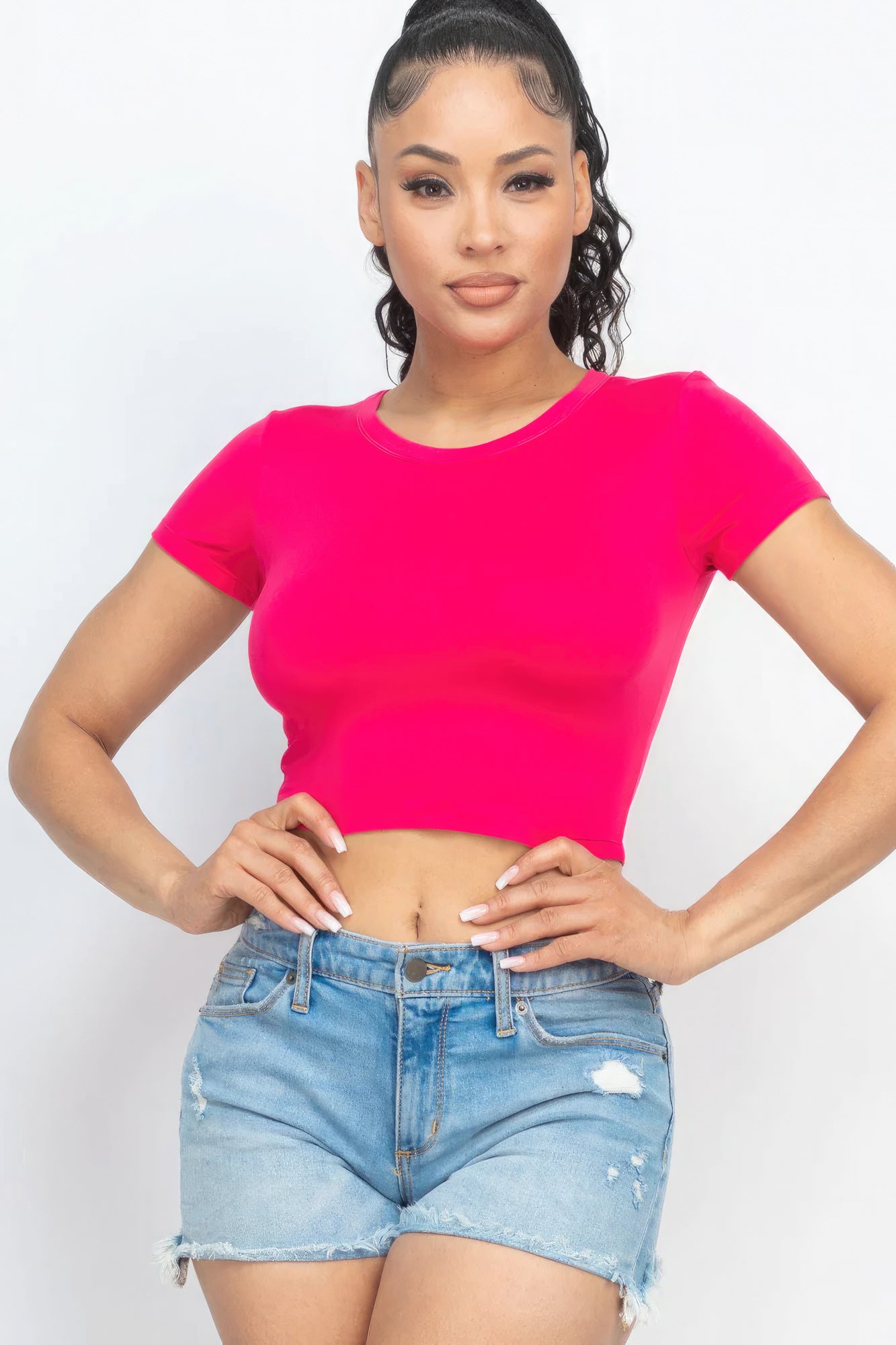 Short Sleeve Roundneck Crop Top