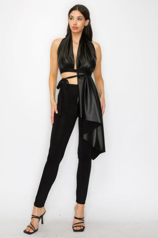 Faux Leather Top Pants Set  Shop One Place