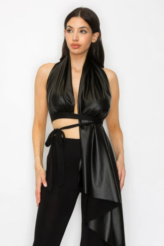 Faux Leather Top Pants Set  Shop One Place